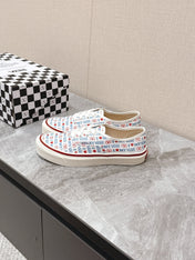 VALENTINO 25S GARAVANI X VANS SNEAKERS IN WHITE MIX BLUE CANVAS