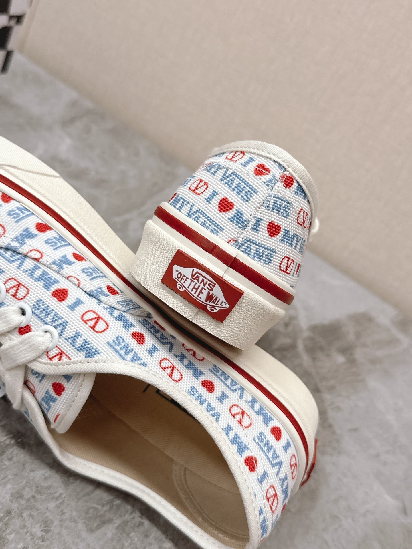 VALENTINO 25S GARAVANI X VANS SNEAKERS IN WHITE MIX BLUE CANVAS