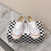 VALENTINO 25S GARAVANI X VANS SNEAKERS IN WHITE MIX BLUE CANVAS