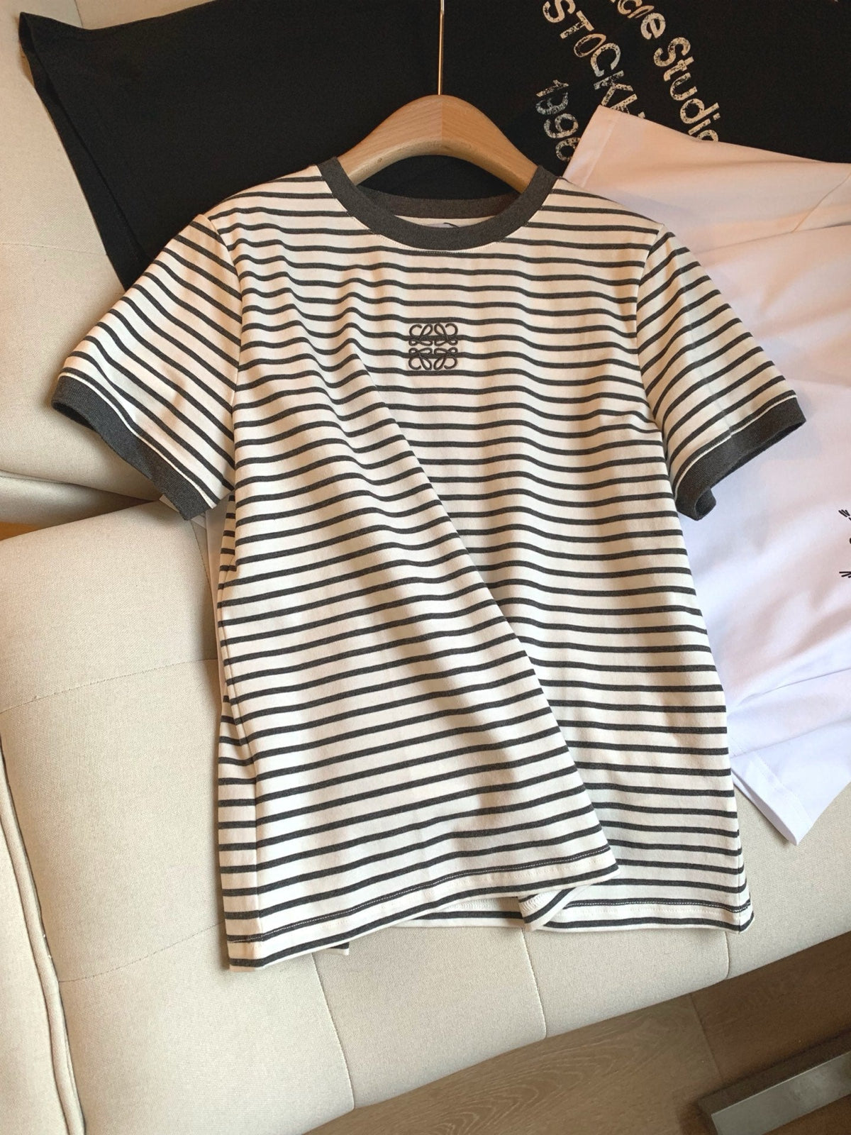 Loewe Short Sleeved T-shirt White mix Black Cotton