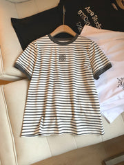 Loewe Short Sleeved T-shirt White mix Black Cotton