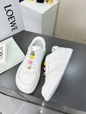LOEWE 26S LOW TOP SNEAKERS IN WHITE CALFSKIN WITH CHARM LACES