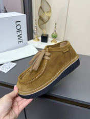 LOEWE 26S ANKLE BOOTS IN OLIVE BROWN SUEDE