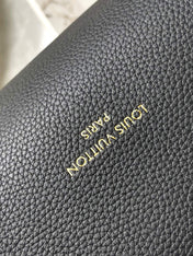 LOW KEY CABAS 47 IN BLACK GRAINED CALFSKIN GOLD BUCKLE