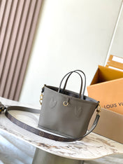 NEVERFULL BANDOULIÈRE INSIDE OUT BB 24 IN BROWN MONOGRAM CANVAS AND GRAY CALFSKIN