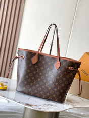 NEVERFULL INSIDE OUT MM 31 IN BROWN MONOGRAM CANVAS AND CALFSKIN TRIM