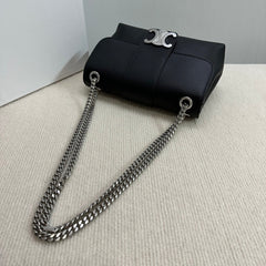 MEDIUM VICTOIRE BAG 25 IN BLACK SUPPLE CALFSKIN SILVER HARDWARE