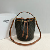 CLARA BAG 24 IN BLACK TRIOMPHE CANVAS AND BROWN CALFSKIN TRIM