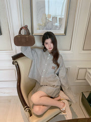 MIUMIU SHIRT & MINI SKIRT SET STYLE 186
