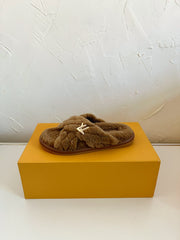 LV BLISS COMFORT MULE IN CHOCOLATE BROWN SHEARLING