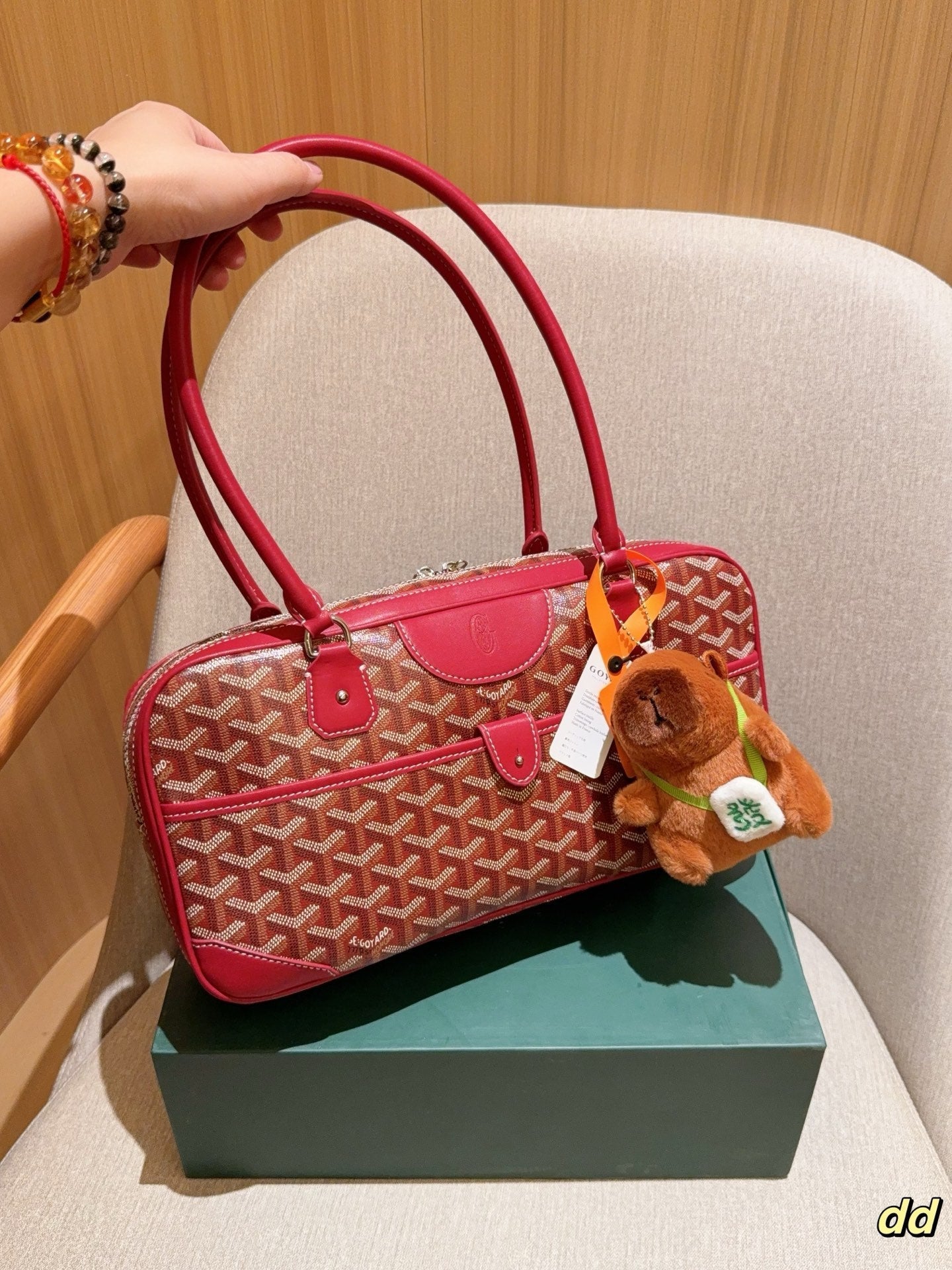 SAINT MARTIN BAG 35 IN CADMIUM RED GOYARDINE CANVAS AND CALFSKIN