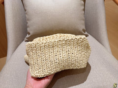 EMBROIDED LOGO MINI TOTE BAG 23 IN OFF WHITE WOVEN RAFFIA