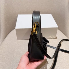 TESSUTO MINI BAG 20 IN BLACK RE-NYLON MIX CALFSKIN WITH BOW