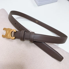 CL MEDIUM 25 MM TRIOMPHE BELT IN CHOCOLATE BROWN LEATHER GOLD HARDWARE