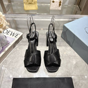 PRADA 25S HIGH-HEEL SANDALS 85 MM IN BLACK LAMBSKIN