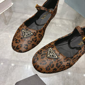PRADA 25S MARY JANE BALLETS IN BLACK MIX BROWN HORSEHAIR FABRIC