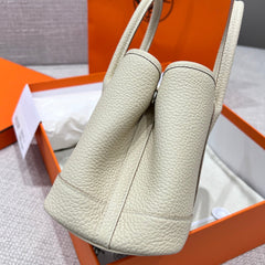 GARDEN PARTY 23CM IN OFF WHITE CALFSKIN