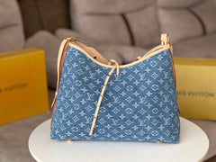 LV 25S CARRYALL 39 IN BLUE DENIM MONOGRAM LEATHER TRIM