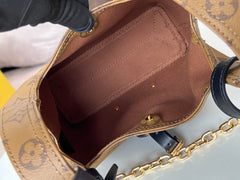 LV 25S ATLANTIS BB 17 IN CARAMEL BEIGE MONOGRAM COATED CANVAS LEATHER TRIM BLACK