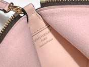 BLOOM POUCH 22 IN BROWN MONOGRAM CANVAS AND PASTEL PINK CALFSKIN SIDES