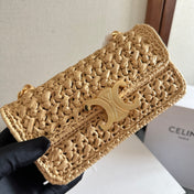 TRIOMPHE 20 IN BEIGE RAFFIA GOLD HARDWARE