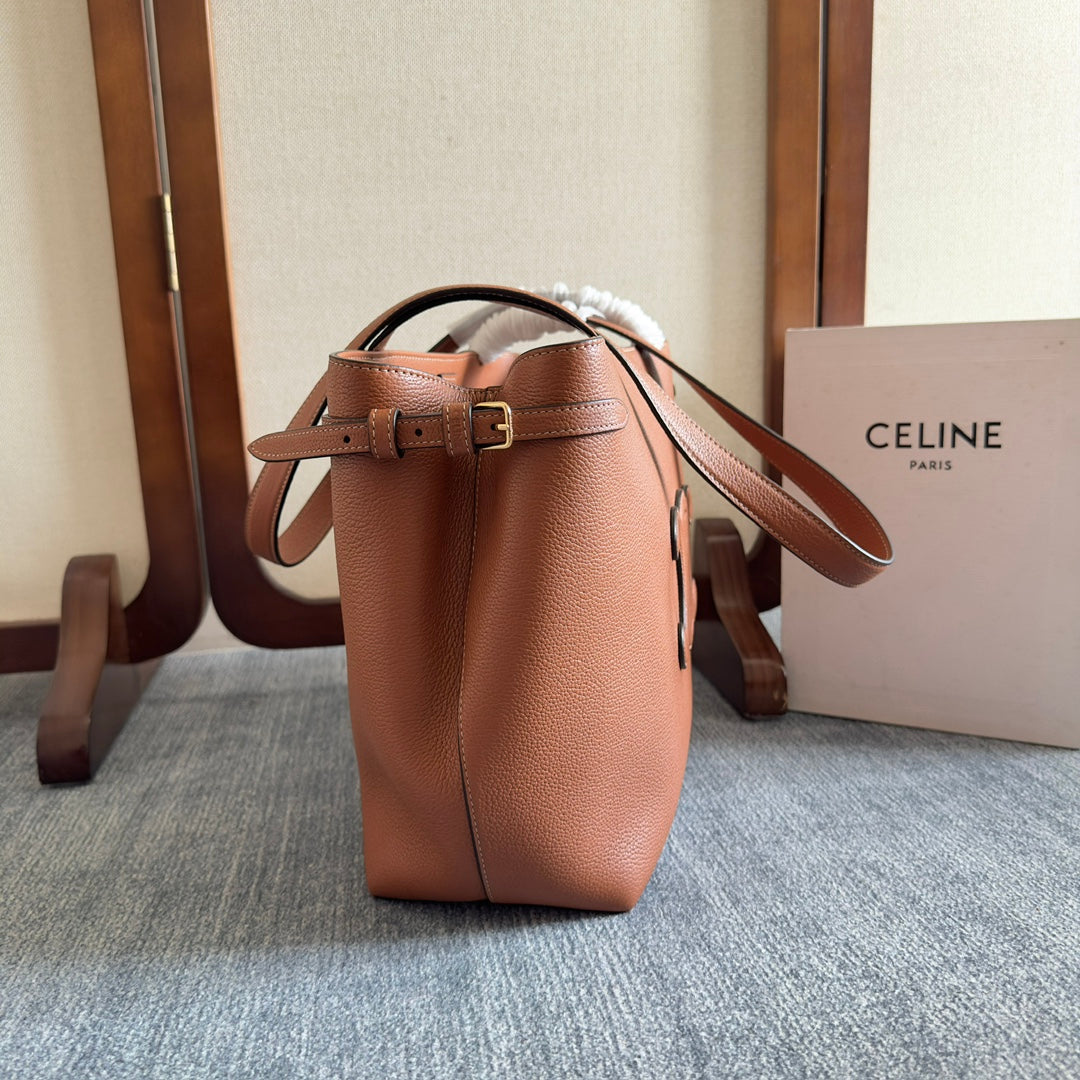 SMALL CABAS ANAÏS CUIR TRIOMPHE 28 IN BRONZE ORANGE GRAINED CALFSKIN