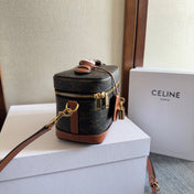 VANITY 18 IN BLACK TRIOMPHE CANVAS AND BROWN CALFSKIN GOLD HARDWARE