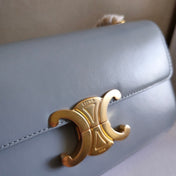 CHAIN EMBOSSED ARMPIT BAG 20 IN COOL GRAY BLUE CALFSKIN
