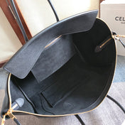 CELINE 25S MEDIUM SMILING NEW LUGGAGE 36MM IN BLACK SUPPLE SHINY LAMBSKIN
