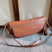 CELINE 25S HALFMOON SOFT TRIOMPHE BAG 46MM IN TAN BROWN SUPPLE SHINY LAMBSKIN