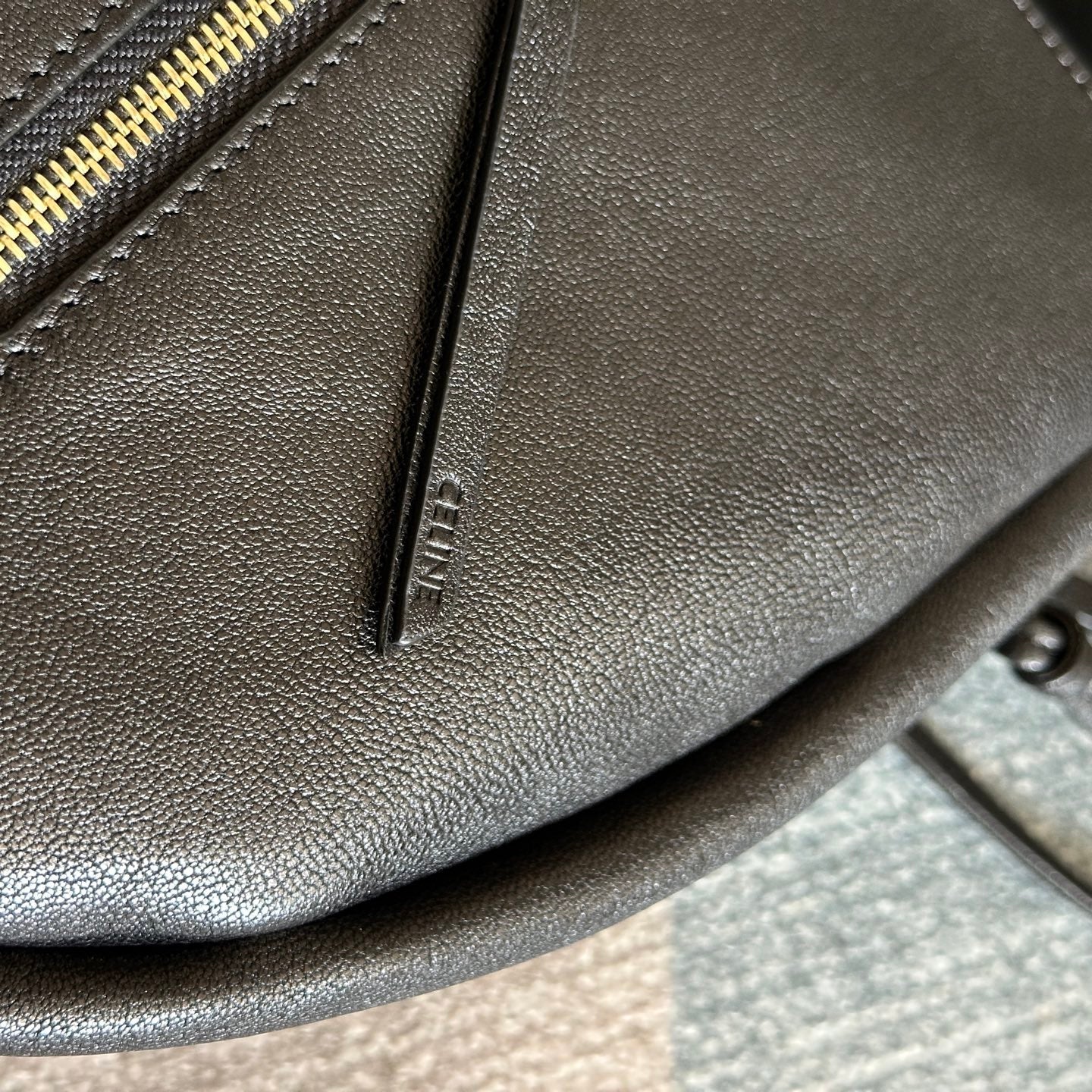 CELINE 25S HALFMOON SOFT TRIOMPHE BAG 46MM IN BLACK SUPPLE SHINY LAMBSKIN