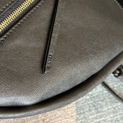 CELINE 25S HALFMOON SOFT TRIOMPHE BAG 46MM IN BLACK SUPPLE SHINY LAMBSKIN