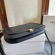 CELINE 25S BESACE SOFT TRIOMPHE 32MM IN BLACK SUPPLE SHINY LAMBSKIN