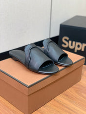 LP HIGHT TOP FLAT SLIPPERS BLACK CALFSKIN