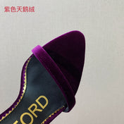 ANKLE SANDAL 10 CM IN PLUM PURPLE VELVET AND SILK