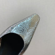 LP POINTED TOE MID-HEEL SLINGBACK SILVER CALFSKIN
