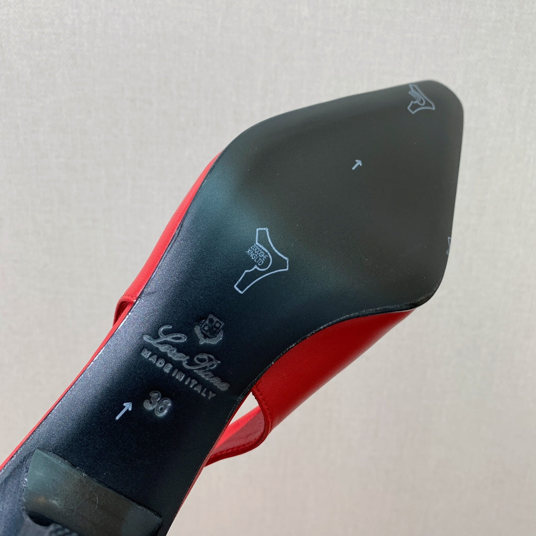 LP POINTED TOE MID-HEEL SLINGBACK ROSE CALFSKIN