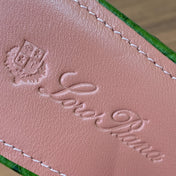 FLAT SLIPPERS IN DARK GREEN LAMBSKIN OSTRICH SKIN