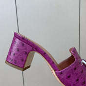 HIGH HEEL IN PURPLE LAMBSKIN OSTRICH SKIN