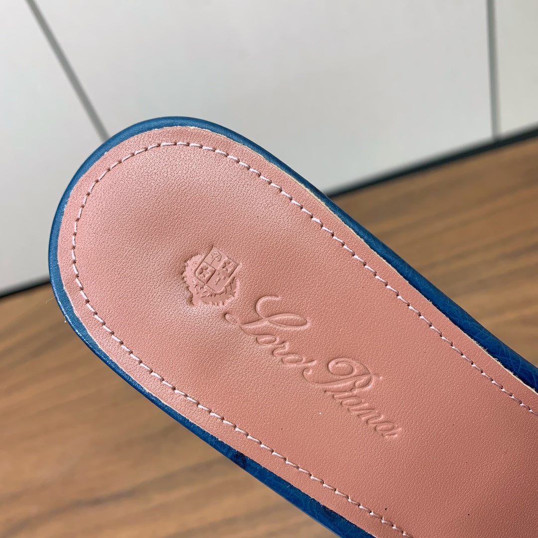 HIGH HEEL IN NAVY BLUE LAMBSKIN OSTRICH SKIN