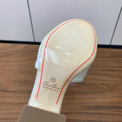 HIGH HEEL IN WHITE LAMBSKIN OSTRICH SKIN