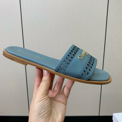 DWAY CERULEAN BLUE CALFSKIN AND GOLD LOGO