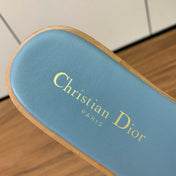 DWAY CERULEAN BLUE CALFSKIN AND GOLD LOGO