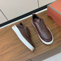 LP SNEAKERS IN AUBURN BROWN CALFSKIN WHITE SOLE