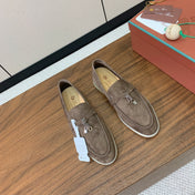 LP LOAFERS 25S IN ASH BROWN CASHMERE WITH SILVER HARDWARE