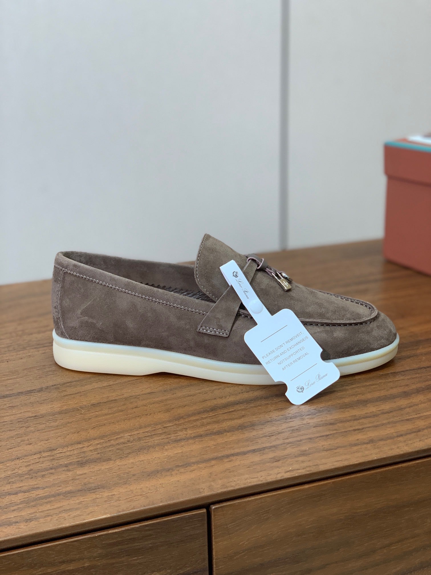 LP LOAFERS 25S IN ASH BROWN CASHMERE WITH SILVER HARDWARE