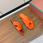 FLAT SLIPPERS IN ORANGE SUEDE