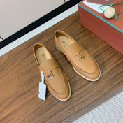 LP LOAFERS 25S IN BROWN LAMBSKIN WITH SILVER HARDWARE