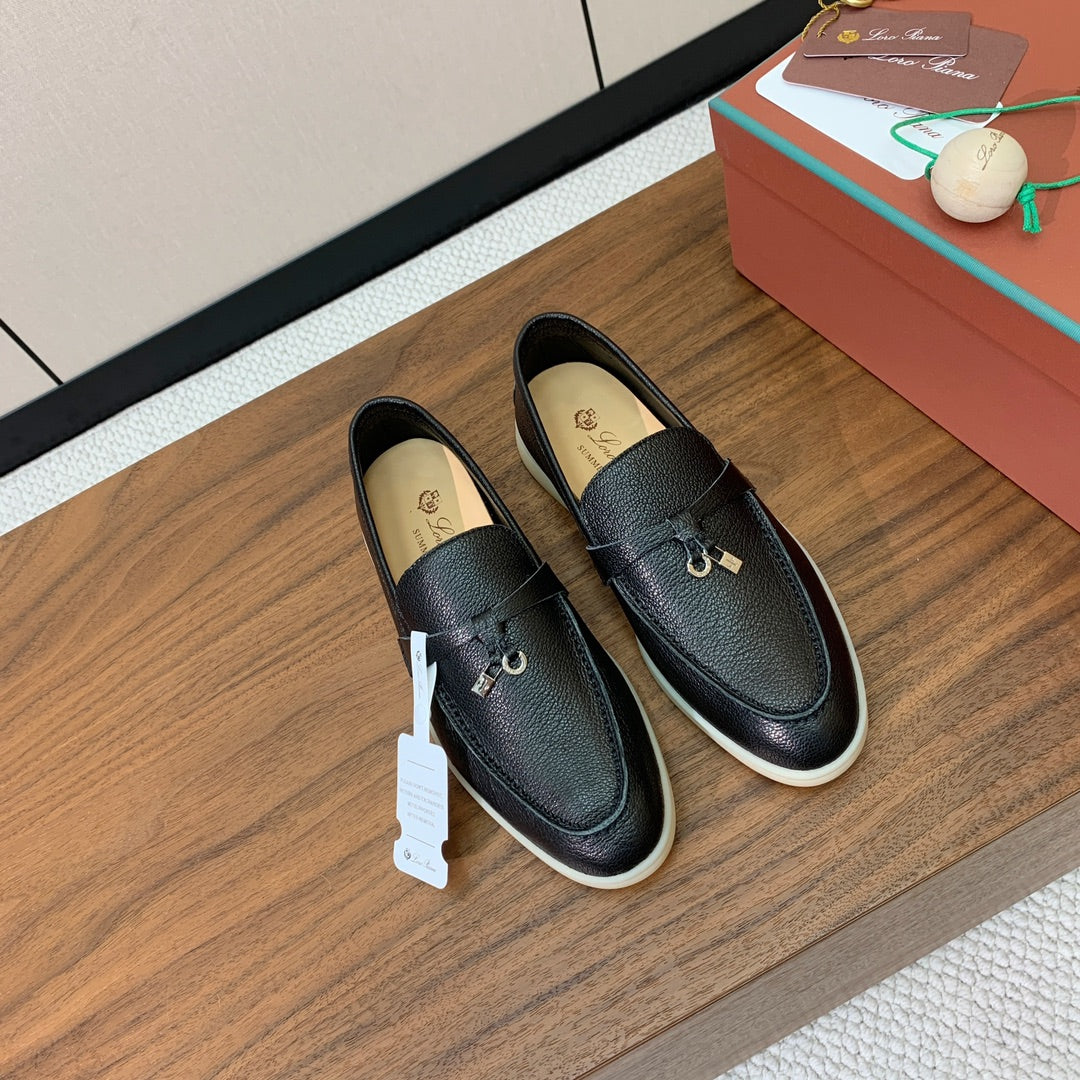 LP LOAFERS 25S IN BLACK LAMBSKIN WITH SILVER HARDWARE