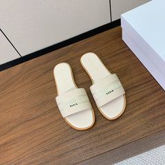 DIOR 25S DWAY SLIDE IN CREAM WHITE CALFSKIN